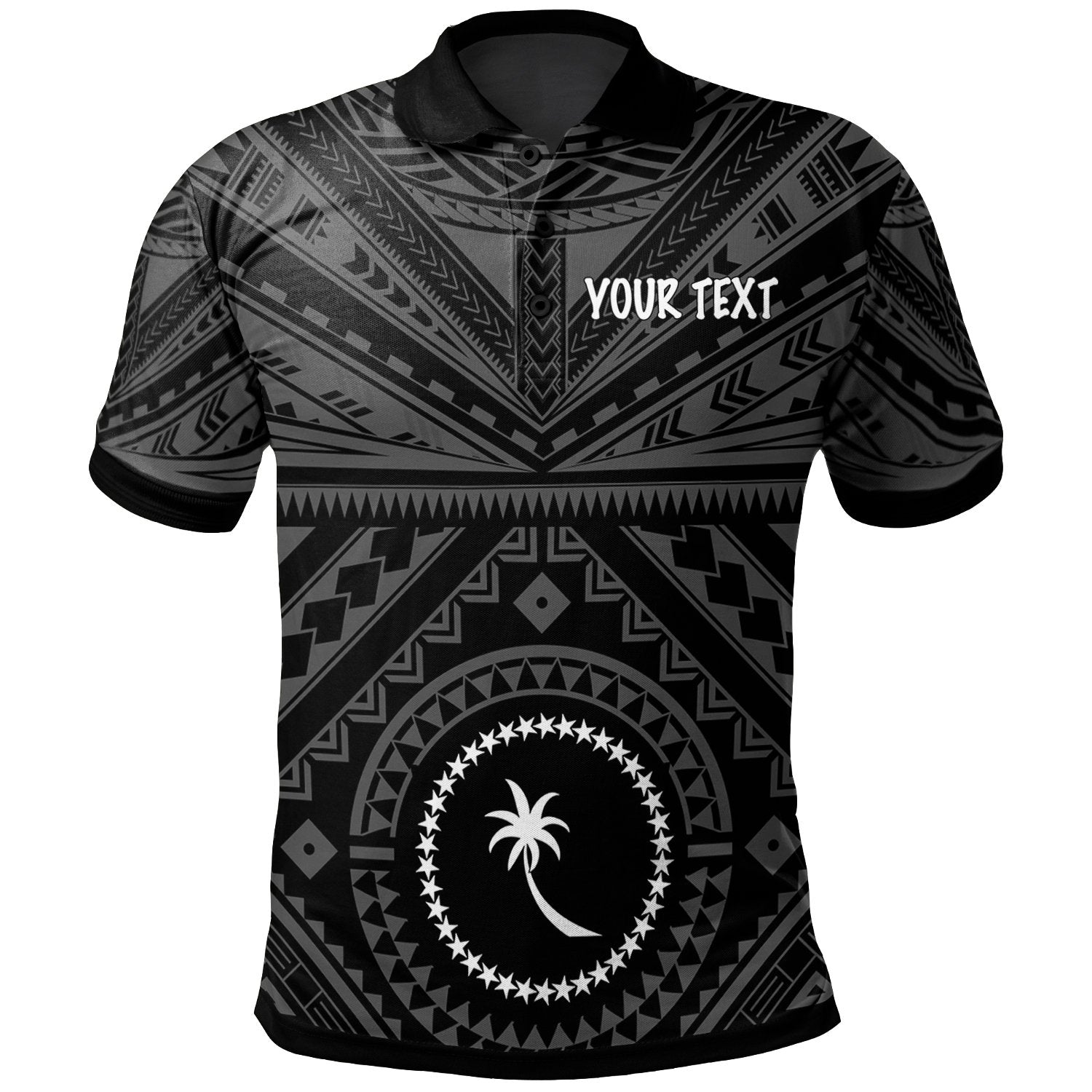 Chuuk Custom Polo Chuuk Seal With Polynesian Tattoo Style (Black) Unisex Black - Polynesian Pride