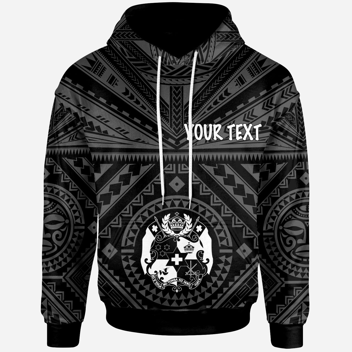 Tonga Custom Hoodie Tonga Seal With Polynesian Tattoo Style (Black) Unisex Black - Polynesian Pride