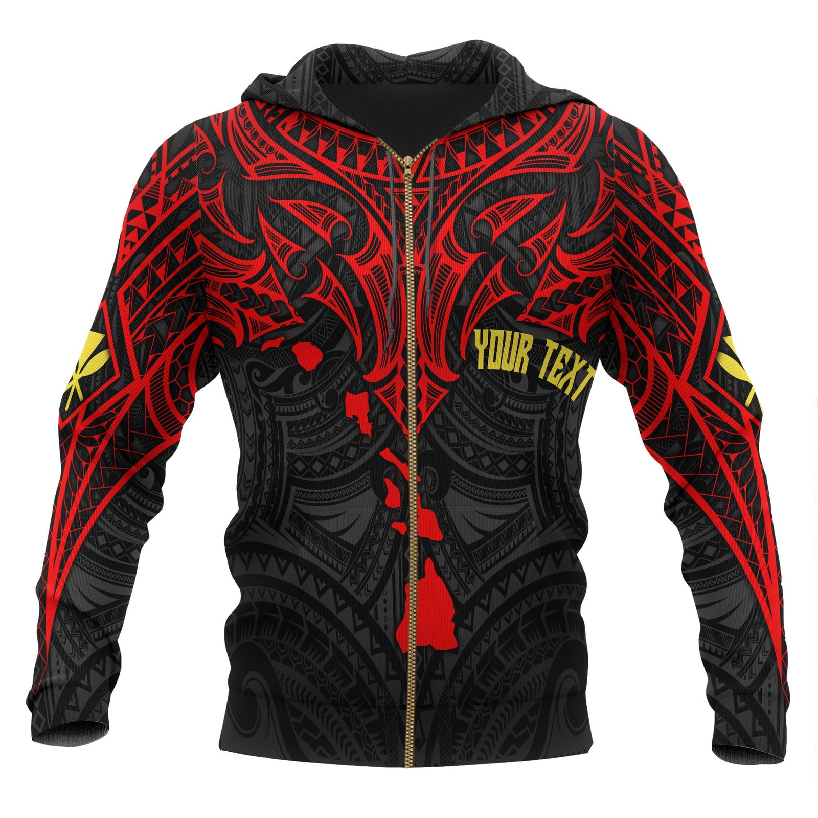 Hawaii Custom Zip up Hoodie Polynesian Whale Tail Unisex Red - Polynesian Pride