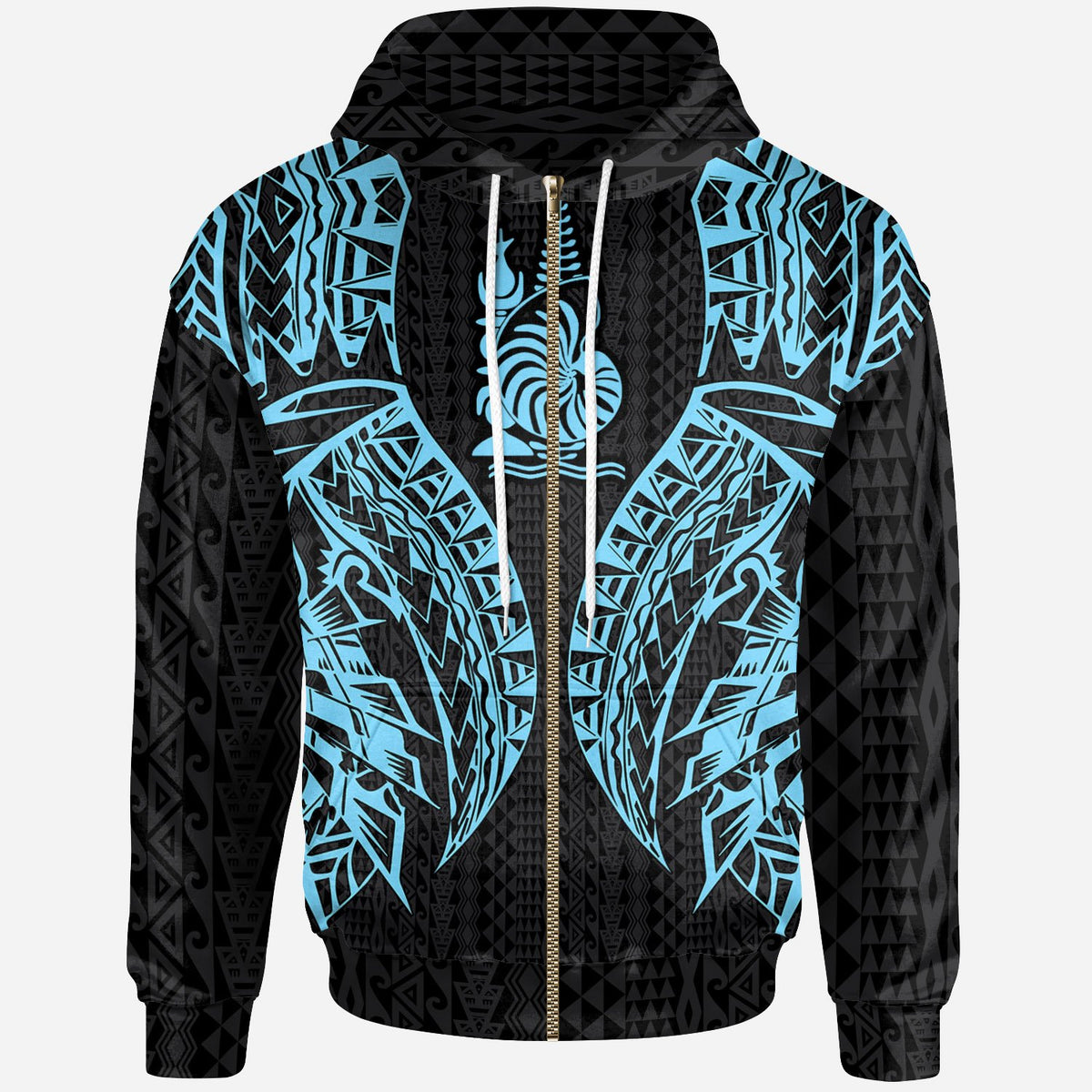 New Caledonia Zip up Hoodie Polynesian Lion Head Neon Style Unisex Neon - Polynesian Pride
