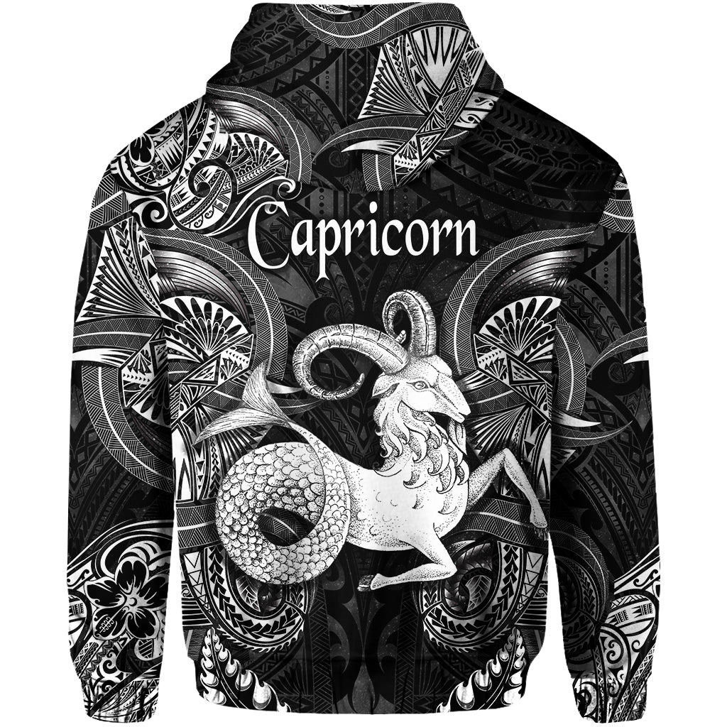 Capricorn Zodiac Polynesian Zip Hoodie Unique Style Black LT8 - Polynesian Pride