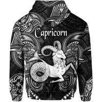 Capricorn Zodiac Polynesian Zip Hoodie Unique Style Black LT8 - Polynesian Pride