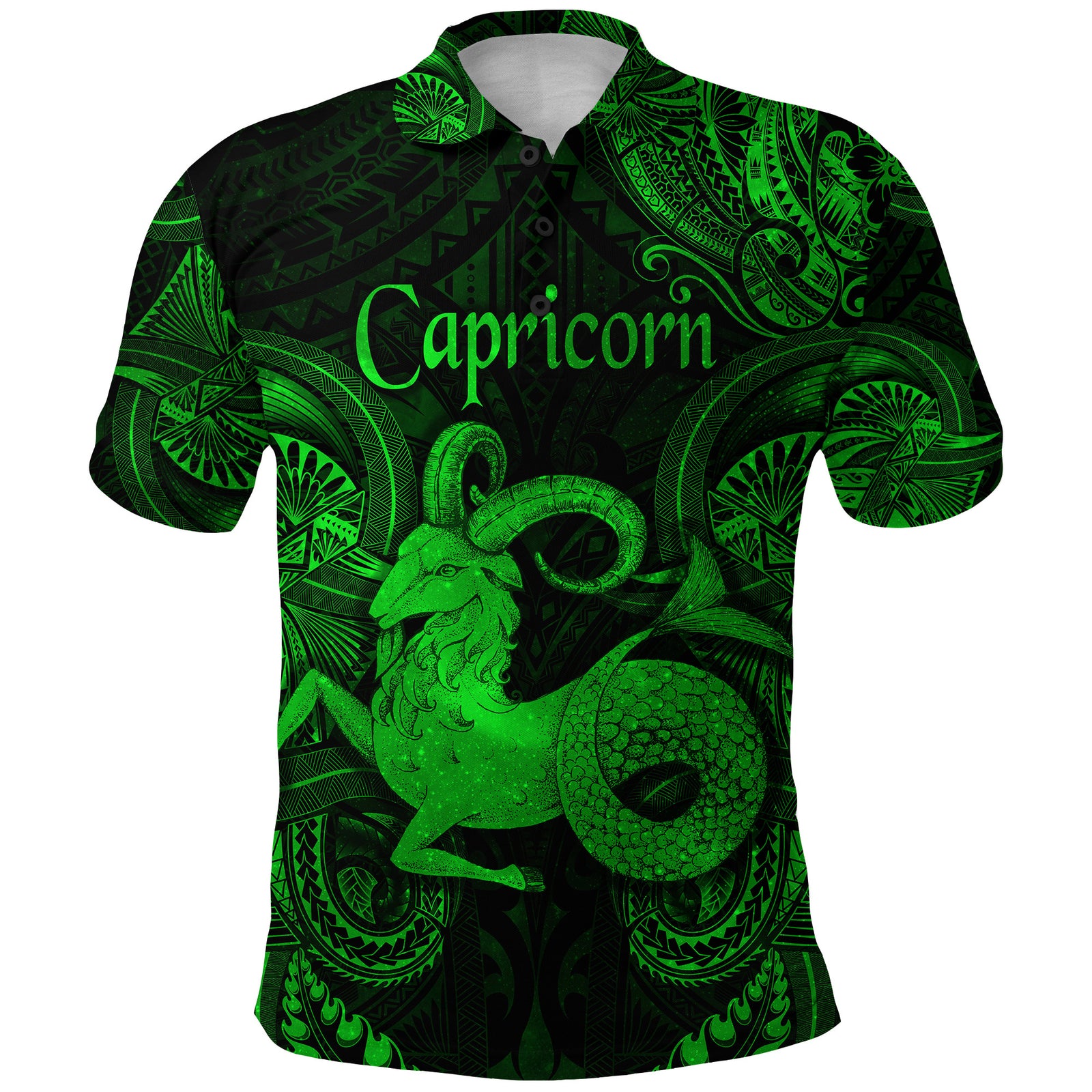 Capricorn Zodiac Polynesian Polo Shirt Unique Style Green LT8 - Polynesian Pride