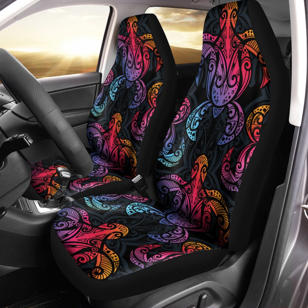 Polynesian Car Seat Cover - Sea Turtle In Tribal Polynesian Style Universal Fit Vintage - Polynesian Pride