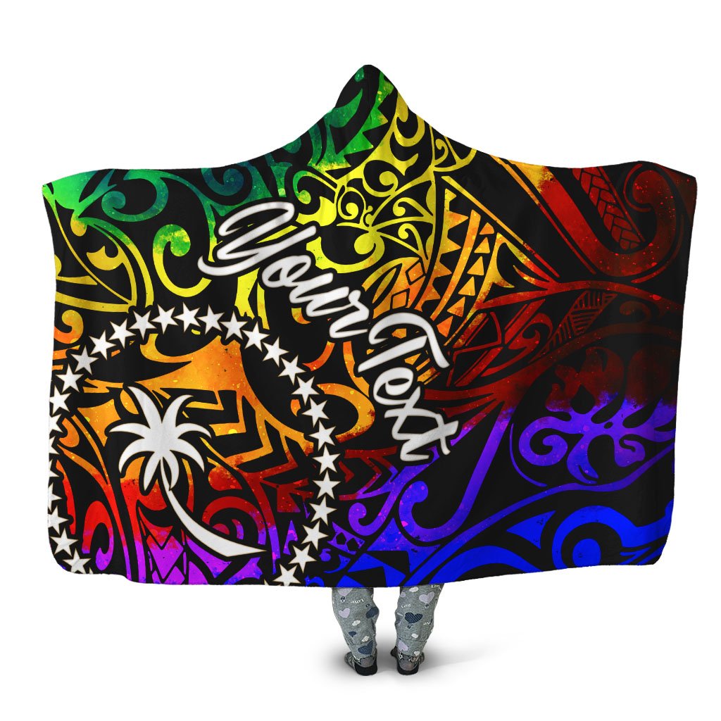 Chuuk Custom Personalised Hooded Blanket - Rainbow Polynesian Pattern Hooded Blanket Rainbow - Polynesian Pride