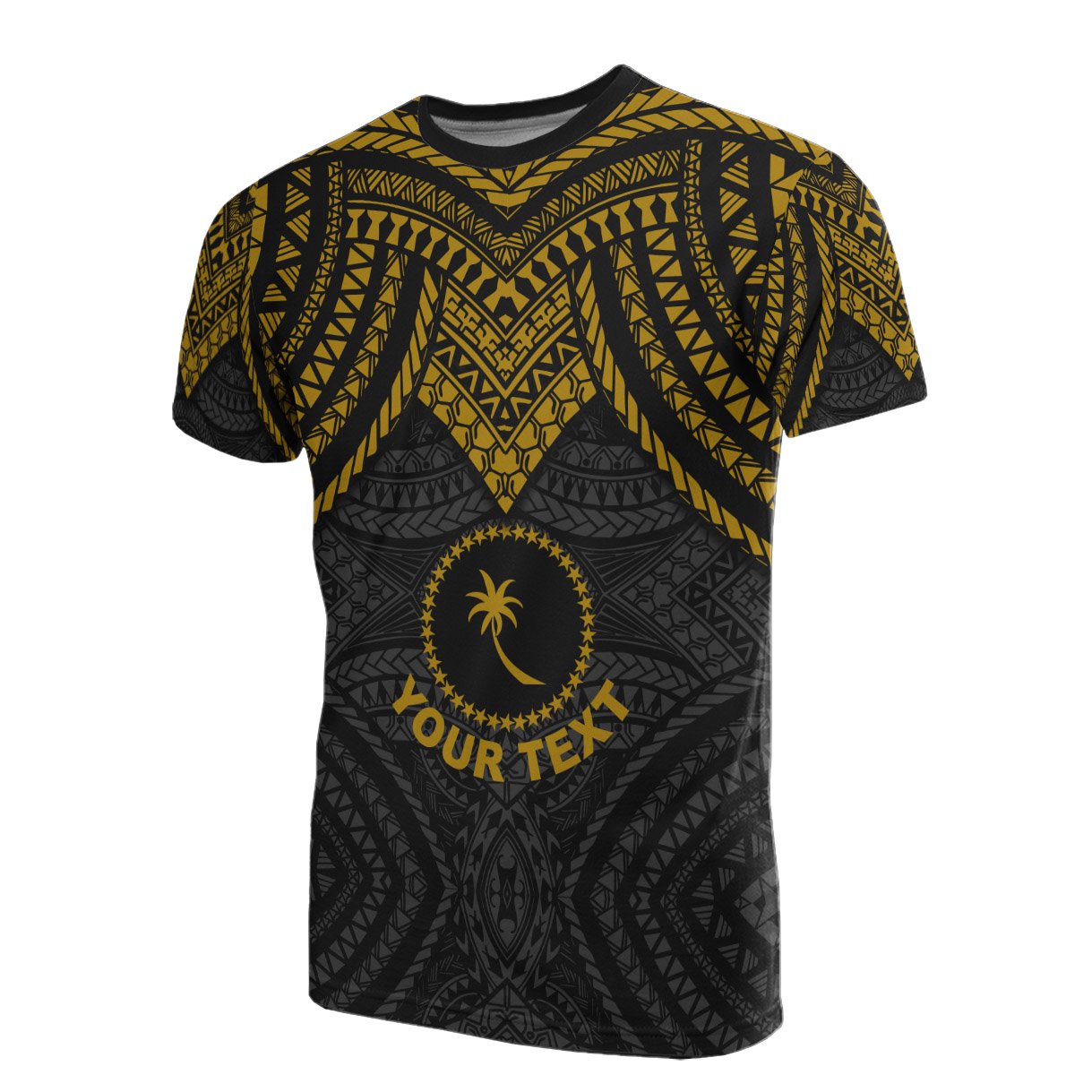 Chuuk Custom T Shirt Micronesian Pattern Gold Armor Style Unisex Gold - Polynesian Pride