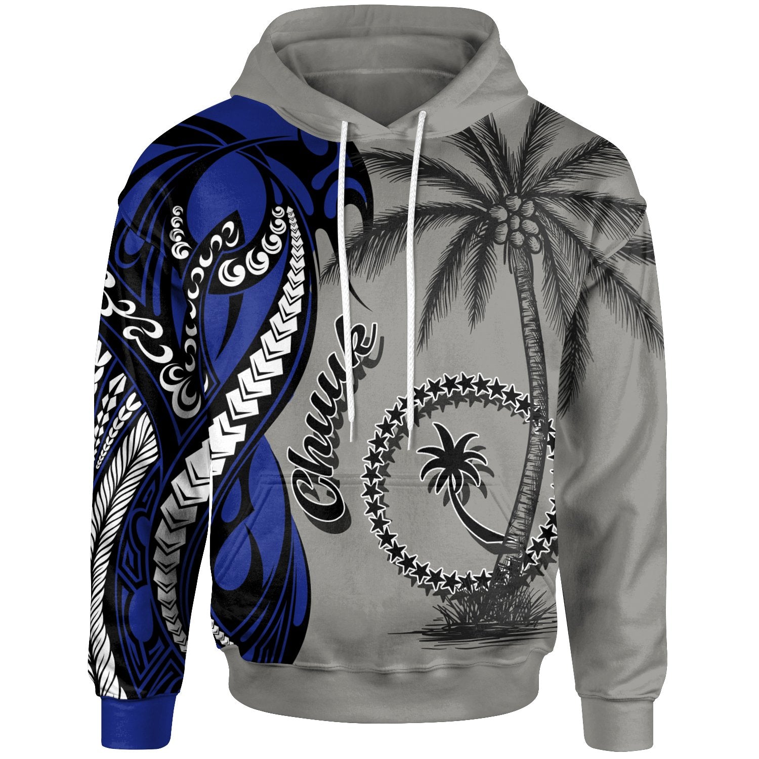 Chuuk Hoodie Classical Coconut Tree Unisex Gray - Polynesian Pride