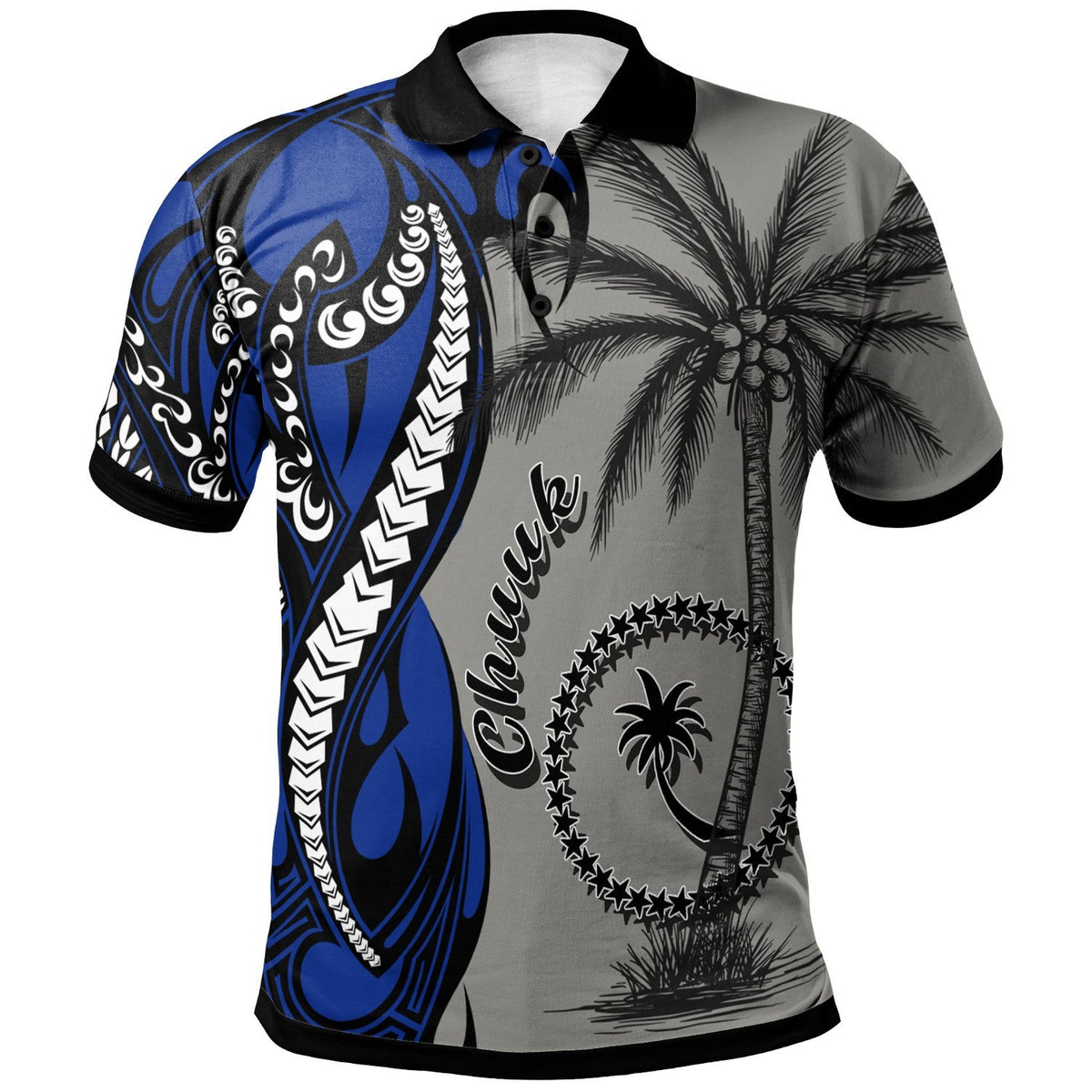 Chuuk Polo Shirt Classical Coconut Tree Unisex Gray - Polynesian Pride