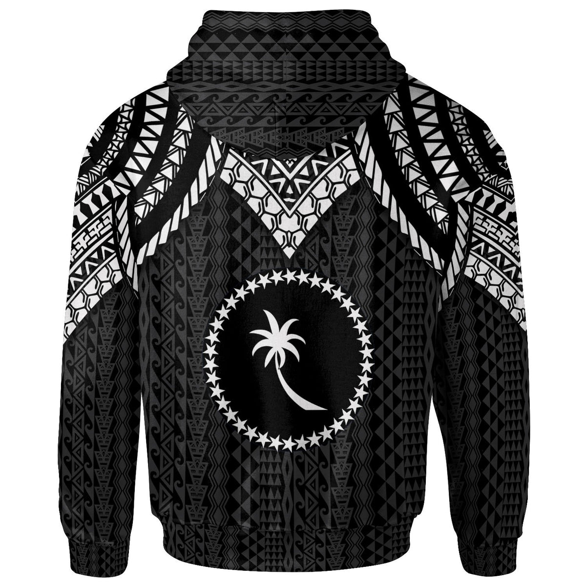 Chuuk Zip up Hoodie Polynesian Armor Style Black - Polynesian Pride