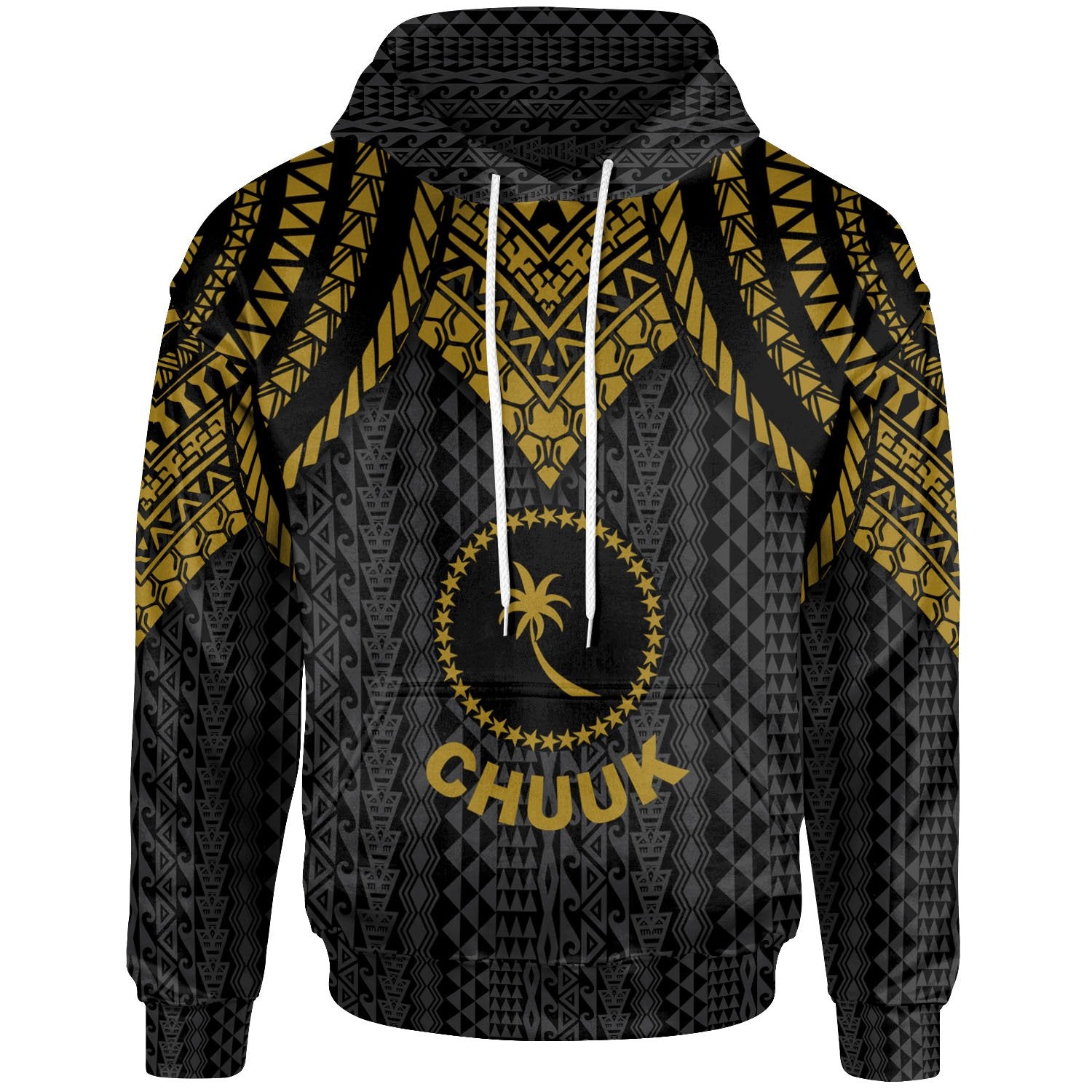 Chuuk Hoodie Polynesian Armor Style Gold Unisex Gold - Polynesian Pride