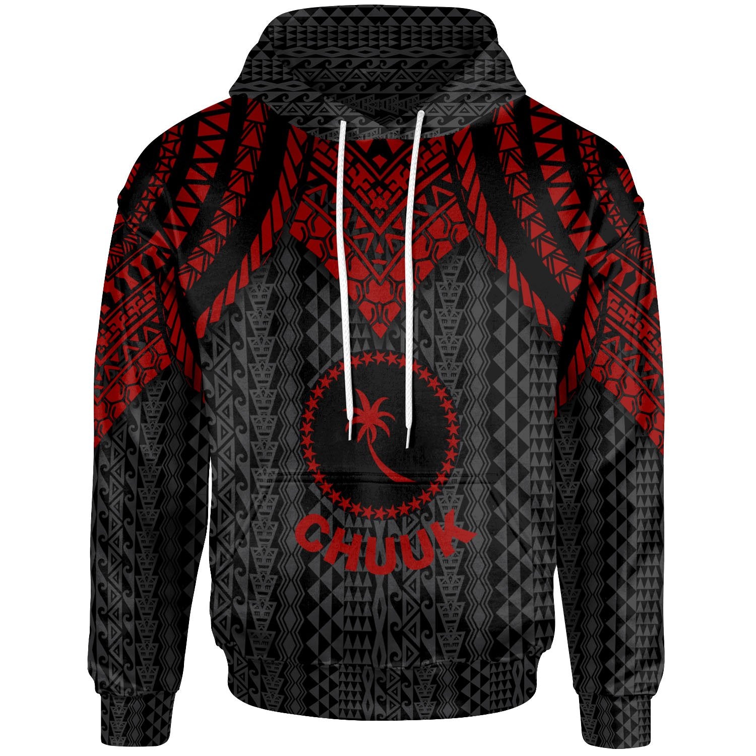 Chuuk Hoodie Polynesian Armor Style Red Unisex Red - Polynesian Pride