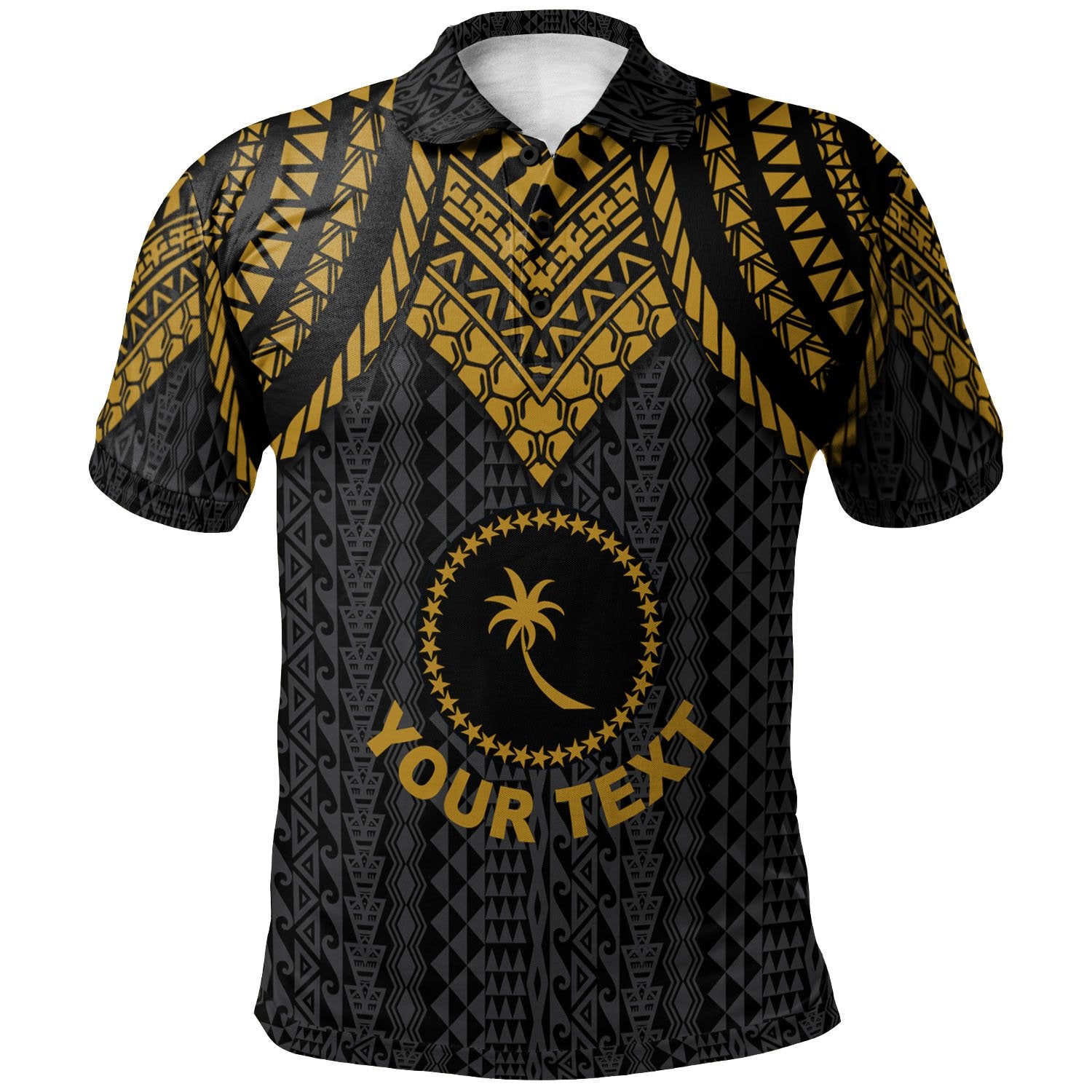 Chuuk Custom Polo Shirt Polynesian Armor Style Gold Unisex Gold - Polynesian Pride