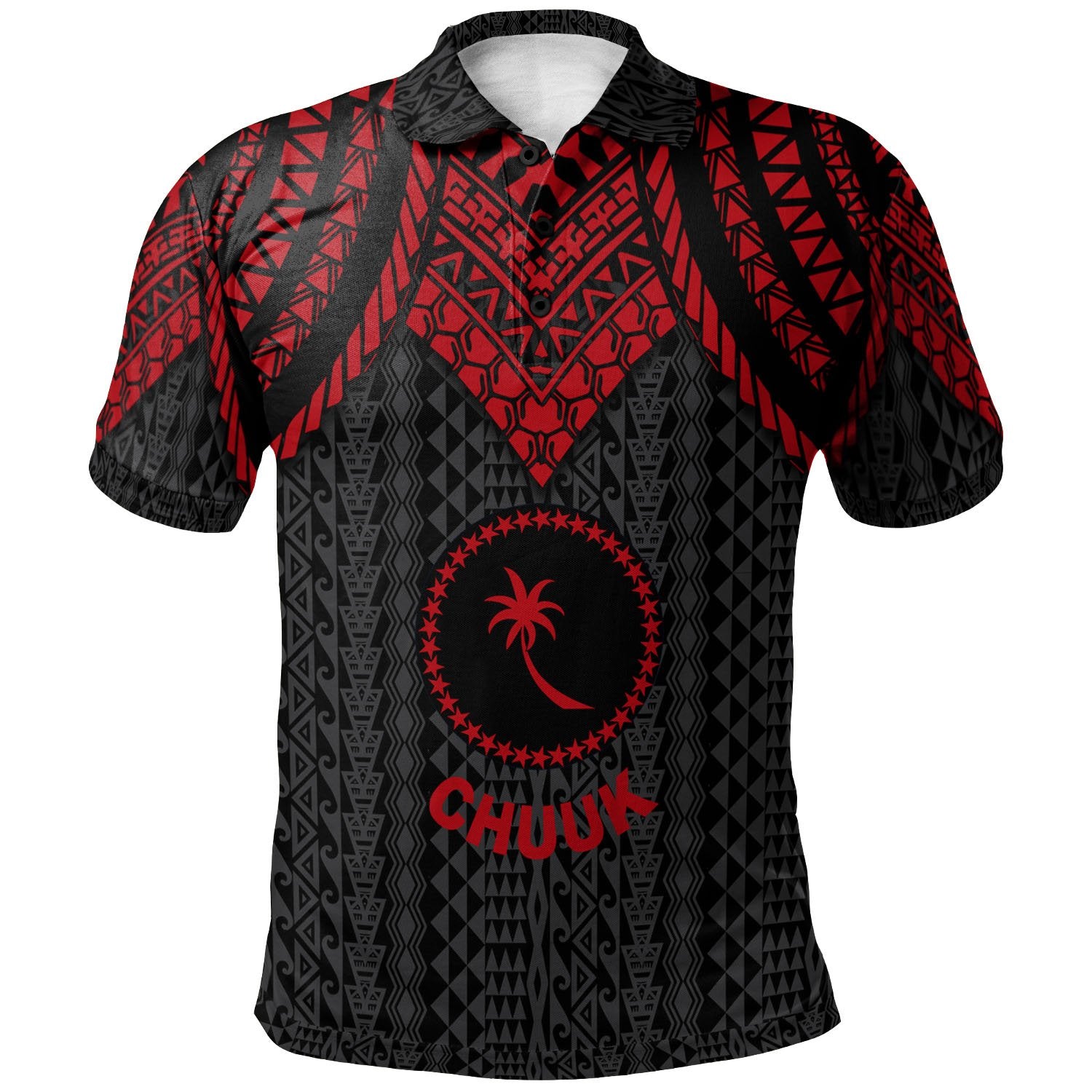 Chuuk Polo Shirt Polynesian Armor Style Red Unisex Red - Polynesian Pride