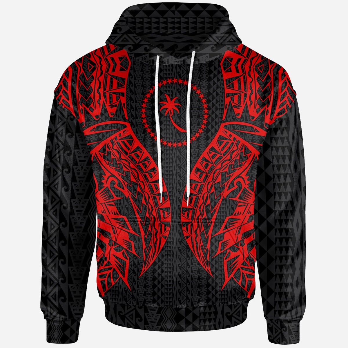 Chuuk Hoodie Micronesian Lion Head Red Style Unisex Red - Polynesian Pride