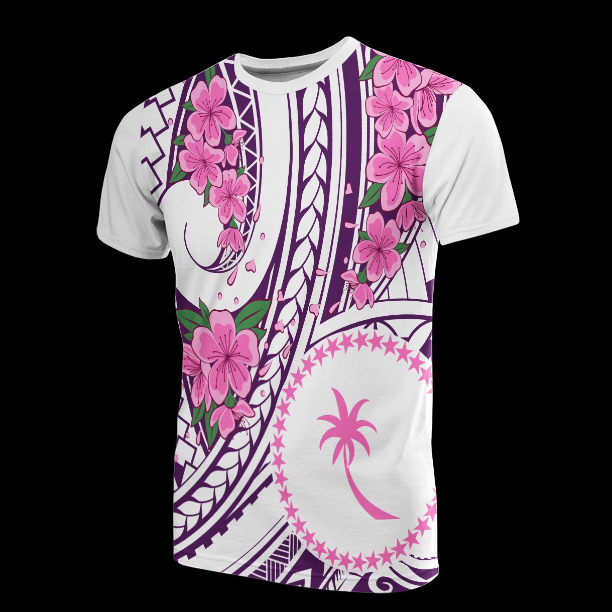 Chuuk Micronesian T Shirt Flower Purple White Unisex White - Polynesian Pride