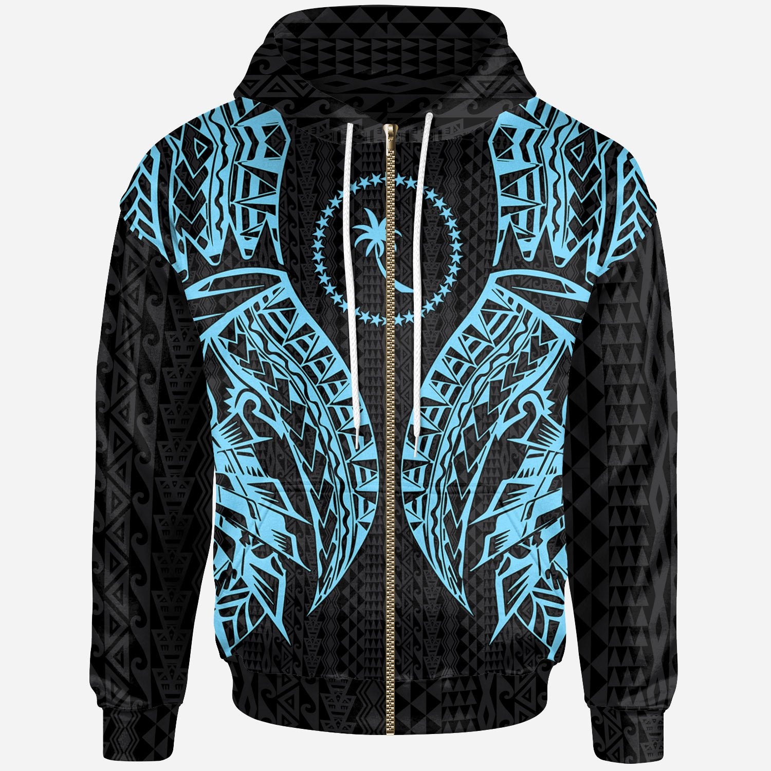 Chuuk Zip up Hoodie Polynesian Lion Head Neon Style Unisex Neon - Polynesian Pride