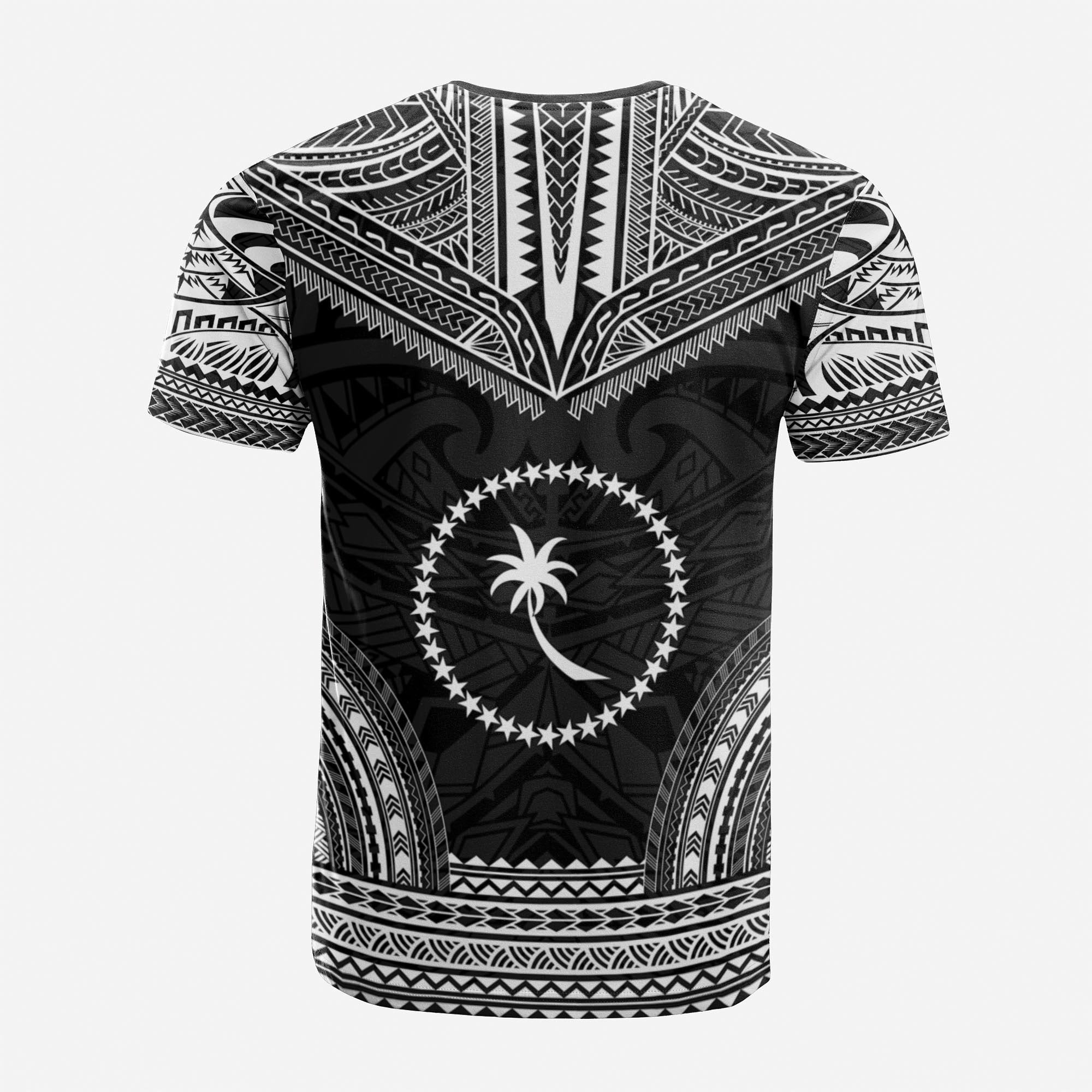 Chuuk Custom T Shirt Chuuk Flag Polynesian Chief Tattoo Black Version Unisex Black - Polynesian Pride