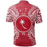 Chuuk Polo Shirt Chuuk Flag Map Polynesian Tattoo Red White - Polynesian Pride