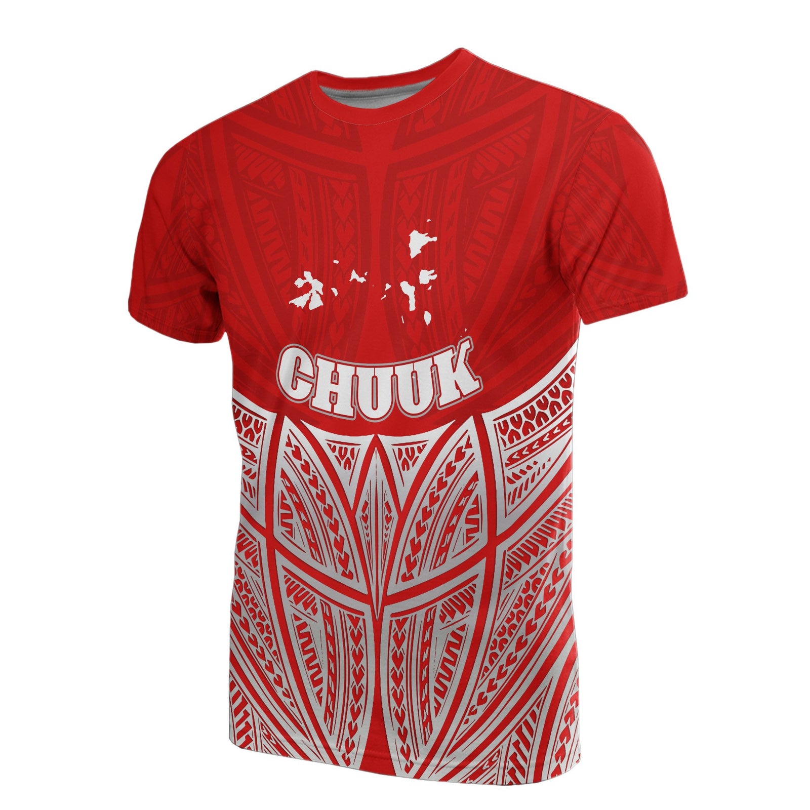 Chuuk Polynesian T Shirt Red Pride Map and Seal Unisex Red - Polynesian Pride