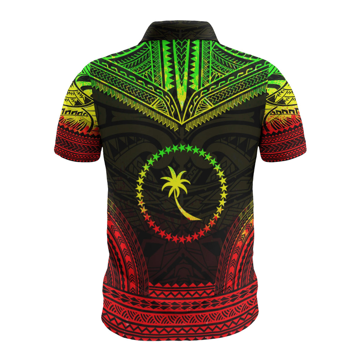 Chuuk Custom Polo Shirt Chuuk Flag Polynesian Chief Tattoo Reggae Version - Polynesian Pride