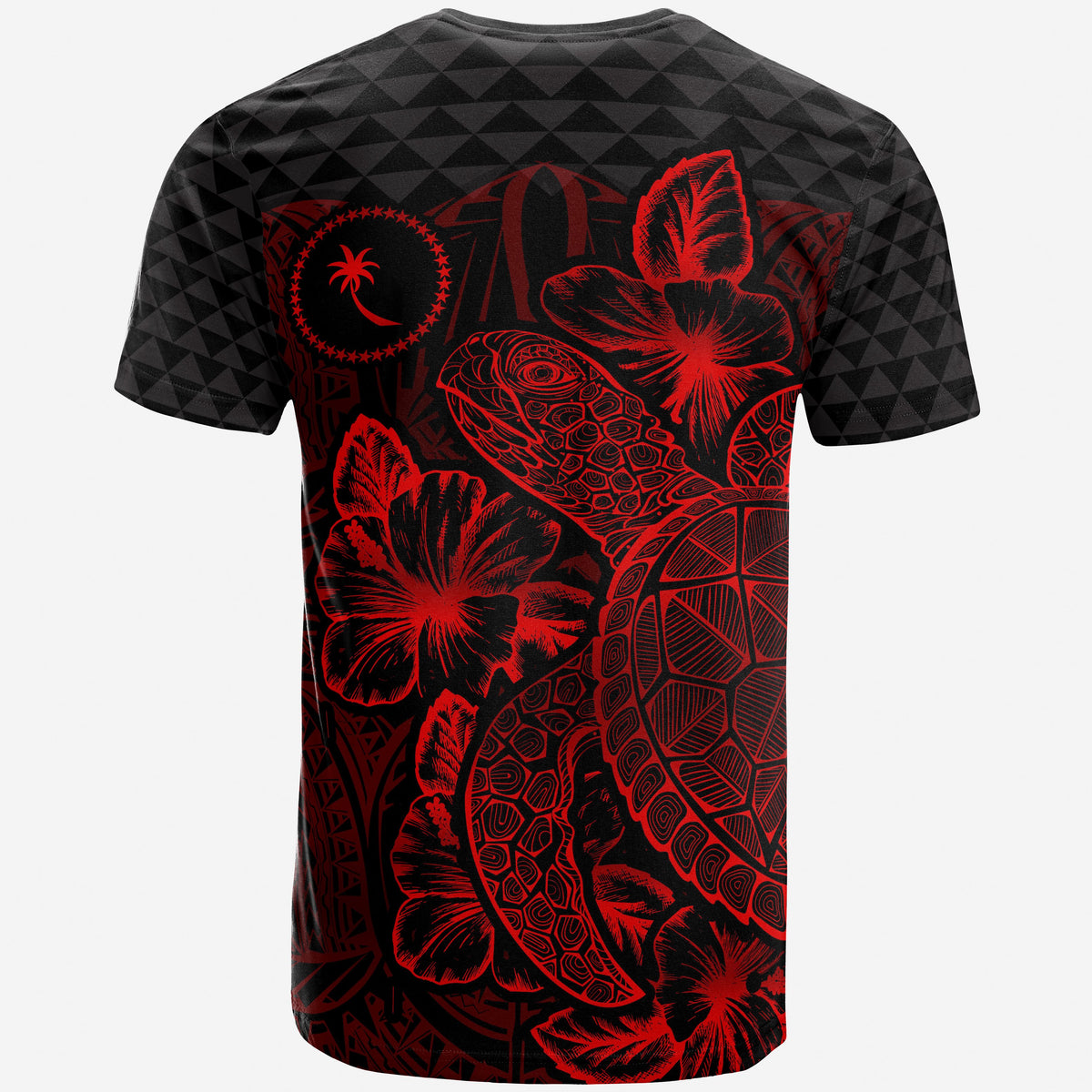 Chuuk T Shirt Chuuk Flag Turtle Hibiscus Red - Polynesian Pride