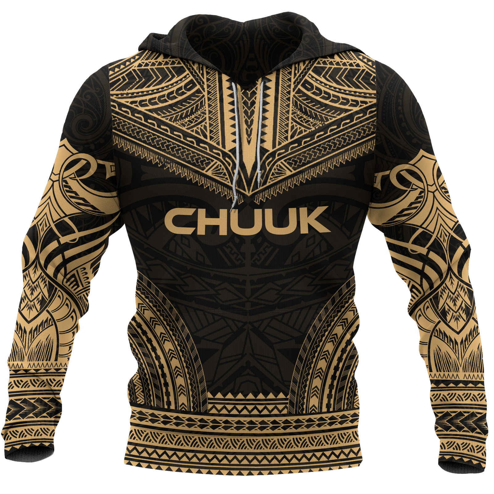 Chuuk Flag Polynesian Chief Hoodie Gold Version Unisex Gold - Polynesian Pride