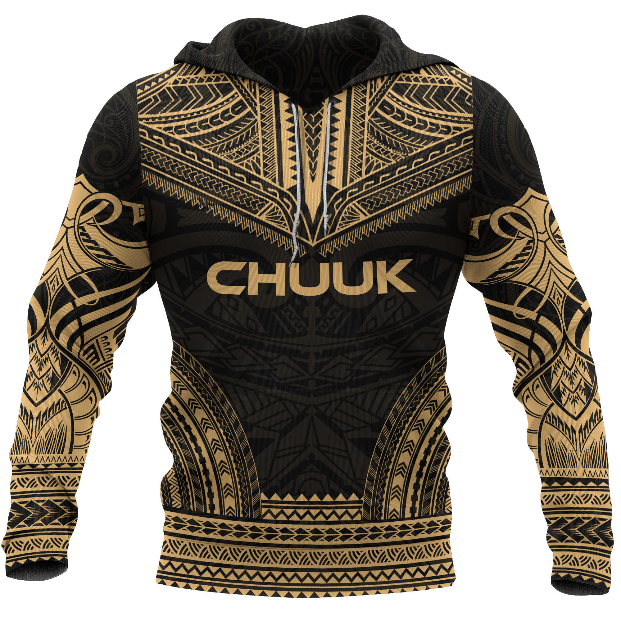 Chuuk Flag Polynesian Chief Hoodie Gold Version Unisex Gold - Polynesian Pride