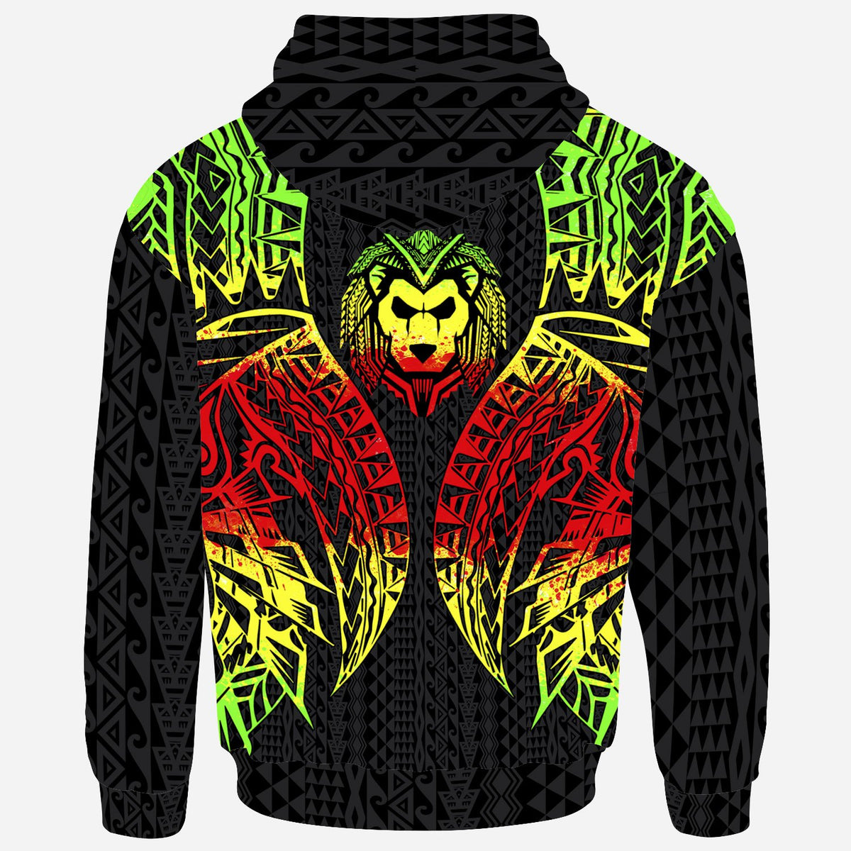 Chuuk Zip up Hoodie Polynesian Lion Head Reggae Style - Polynesian Pride