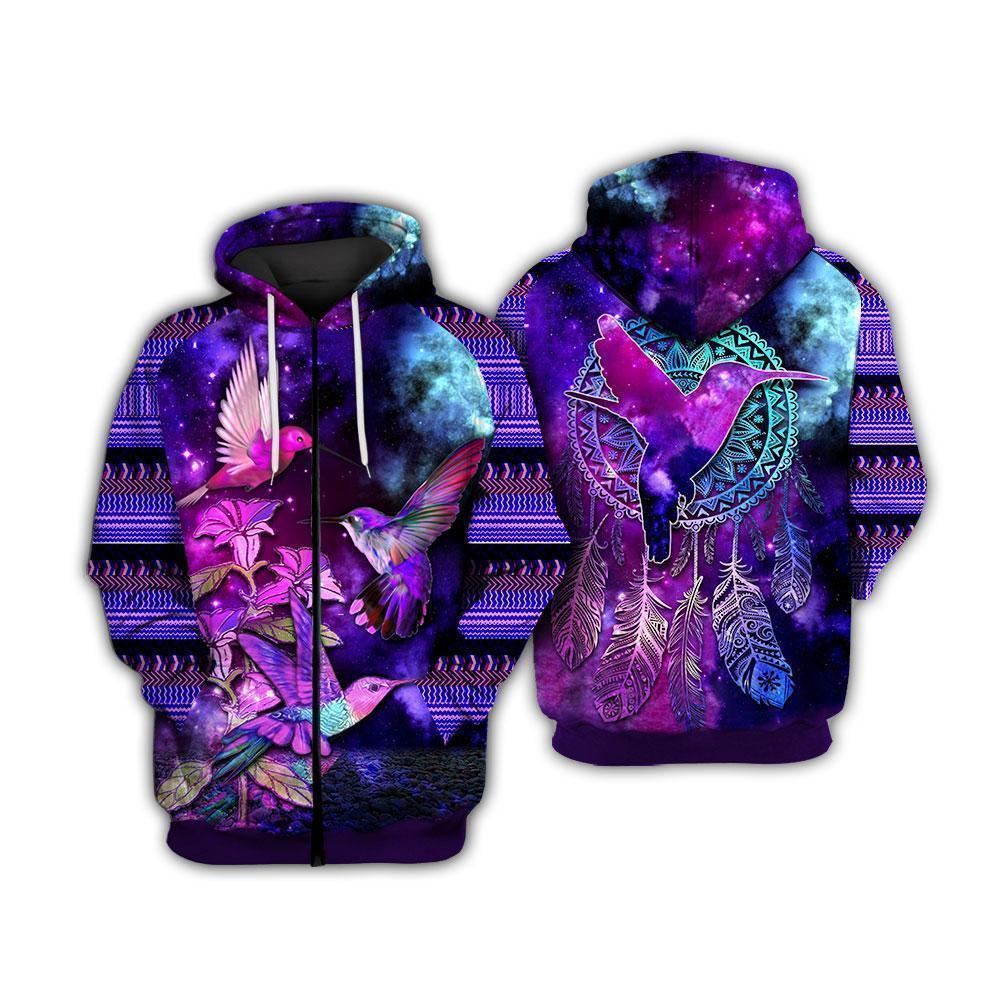 Hawaii Humming Bird Galaxy Hoodie (Zip up) AH Unisex Galaxy - Polynesian Pride