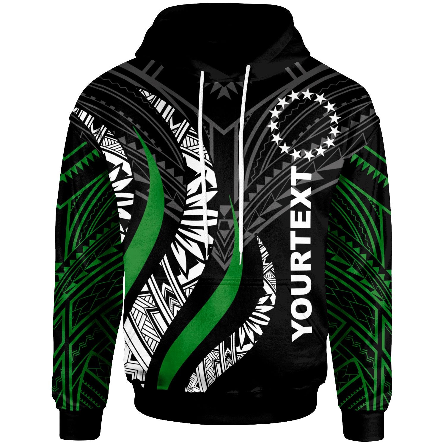 Cook Islands Custom Hoodie Cook Islands Strong Fire Pattern Unisex Green - Polynesian Pride