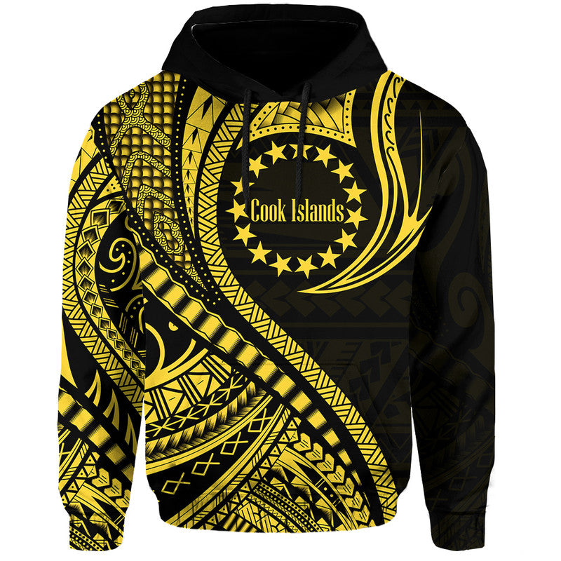 Custom Cook Islands Hoodie Gold Polynesian Wave Style LT9 Hoodie Gold - Polynesian Pride