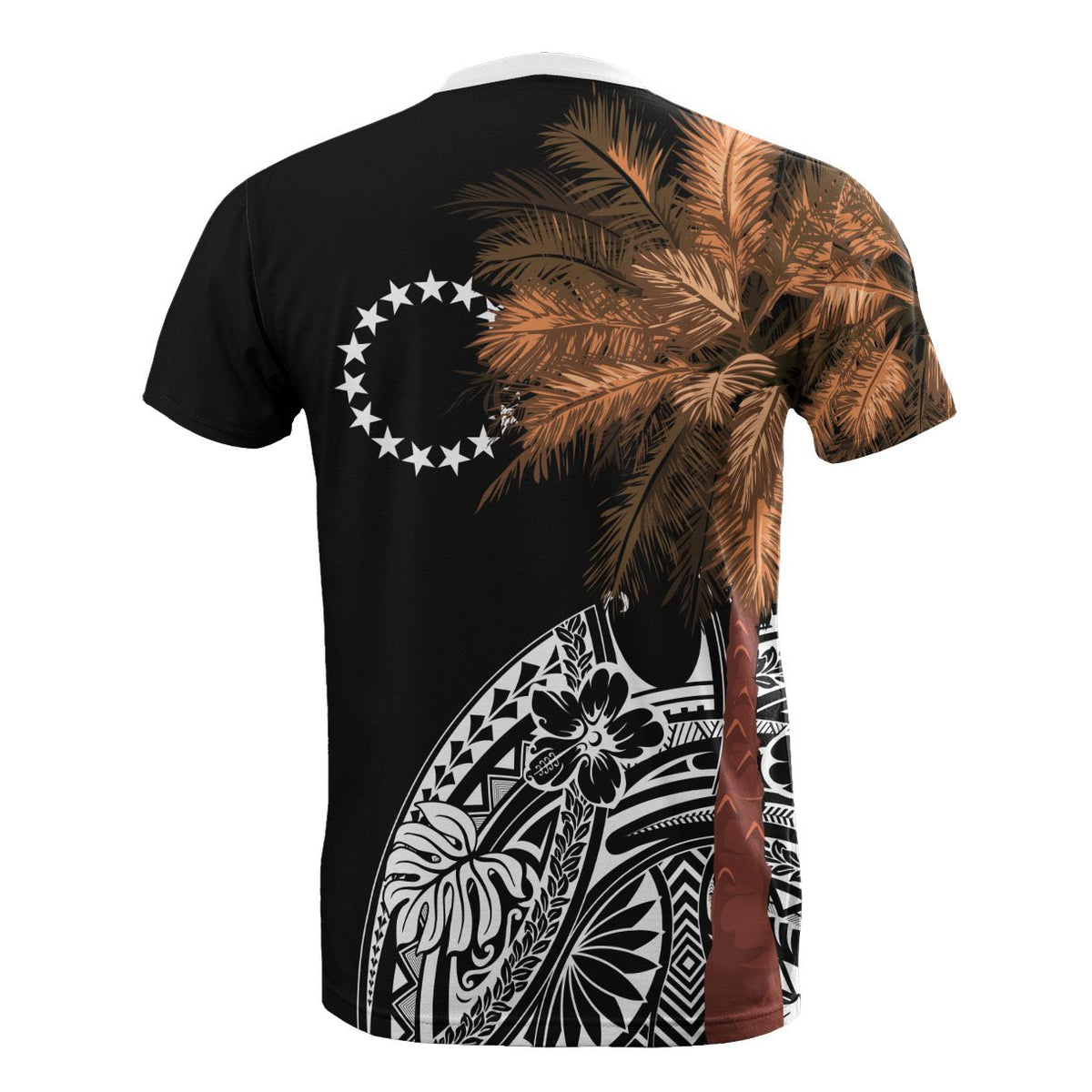 Cook Islands T Shirt Polynesian Palm Tree Black - Polynesian Pride