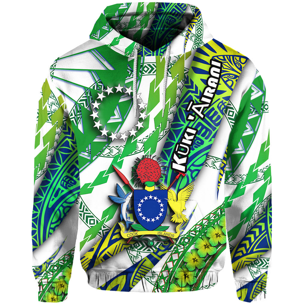 Custom Cook Islands Hoodie Artsy Style White LT9 Hoodie White - Polynesian Pride