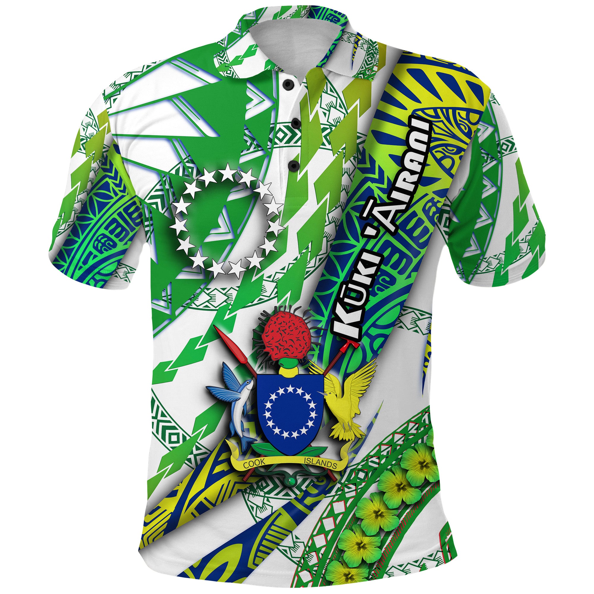 Custom Cook Islands Polo Shirt Artsy Style White LT9 Adult White - Polynesian Pride