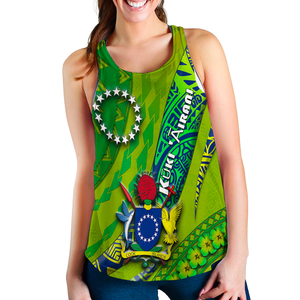 Cook Islands Women Racerback Tank Artsy Style - Green LT9 - Polynesian Pride