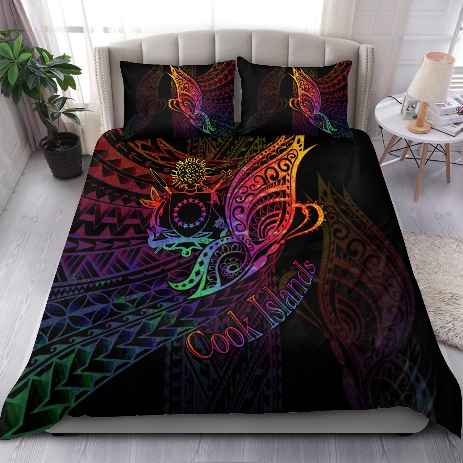 Cook Islands Bedding Set - Butterfly Polynesian Style Black - Polynesian Pride