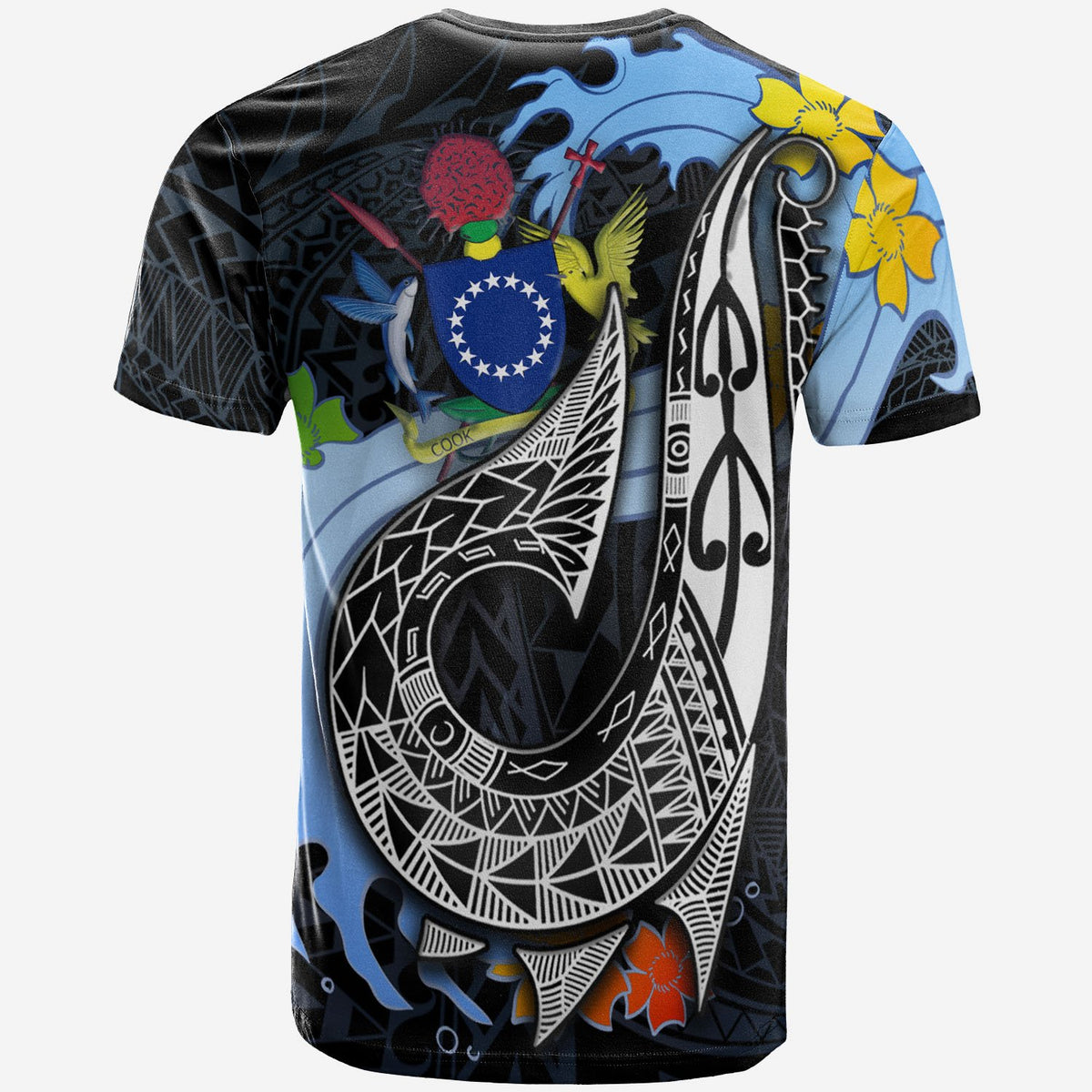 Cook Islands T Shirt Fish Hooks and Wave - Polynesian Pride