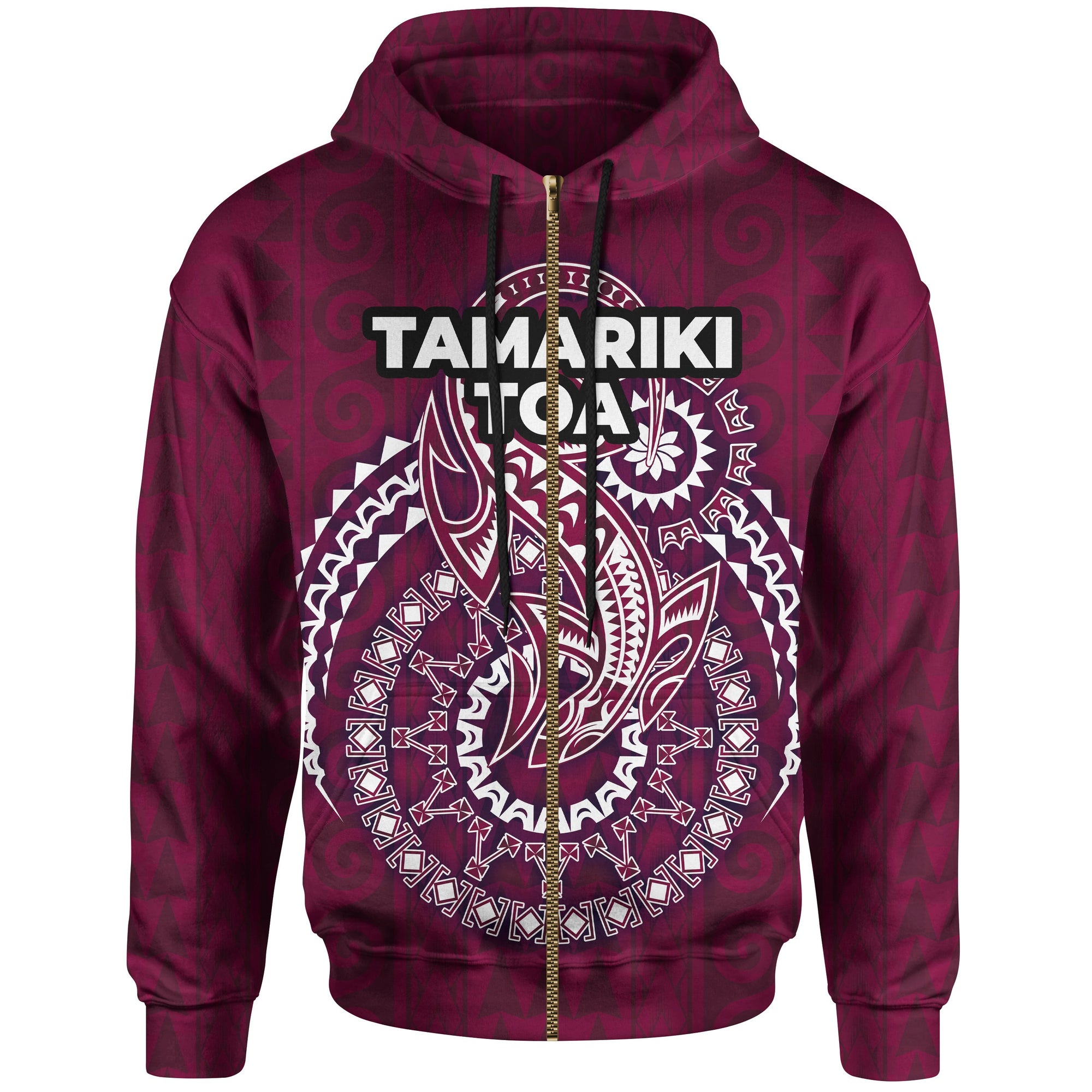 Cook Islands Tamariki Toa Zip Hoodie Unisex Purple - Polynesian Pride