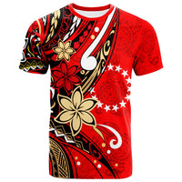 Cook Islands T Shirt Tribal Flower With Special Turtles Red Color Unisex Red - Polynesian Pride