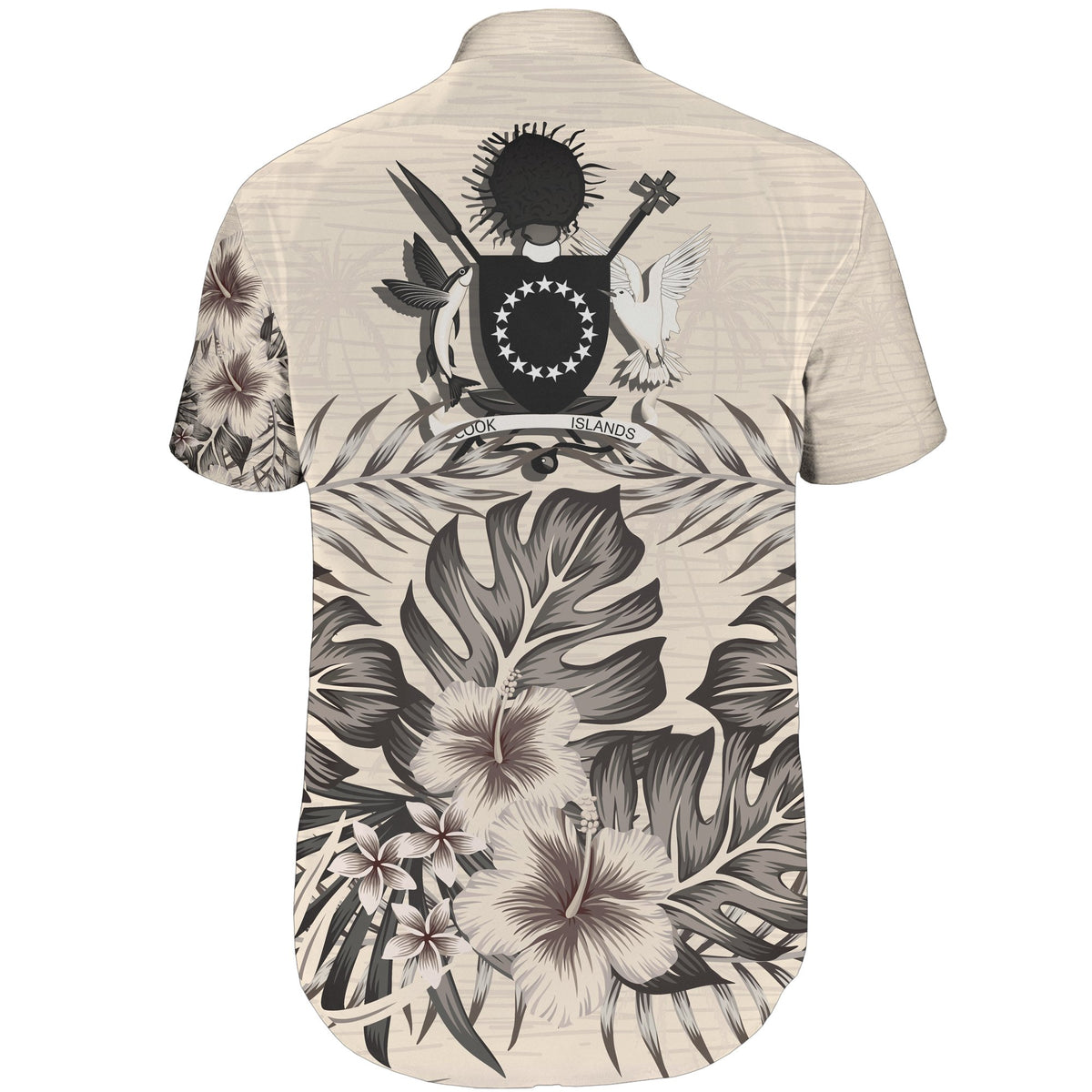 Cook Islands Short Sleeve Shirt - The Beige Hibiscus - Polynesian Pride