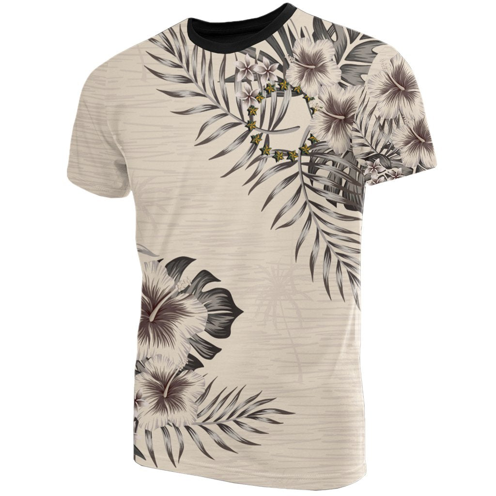 Cook Islands T Shirt Polynesian Flag Beige Hibiscus Unisex Beige - Polynesian Pride