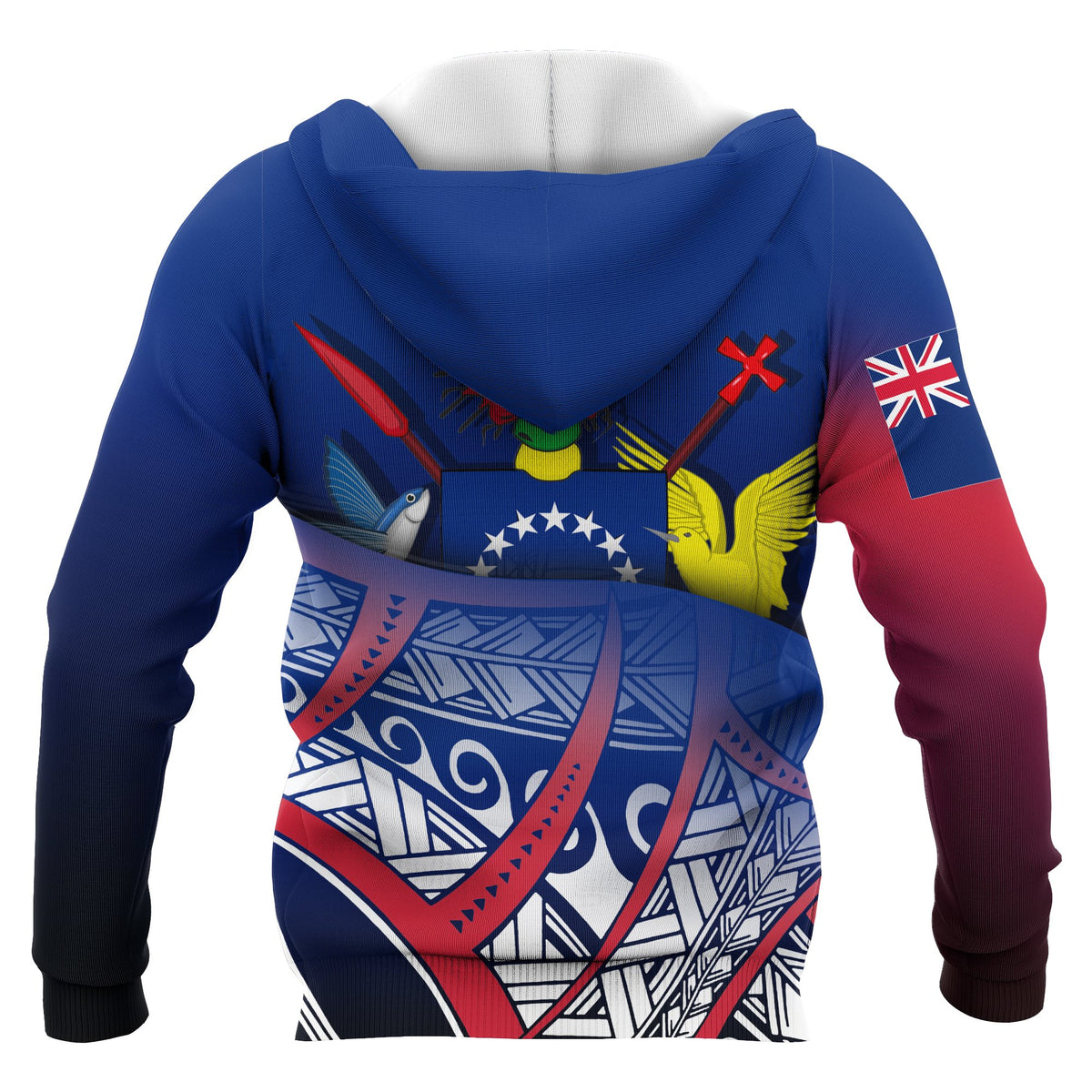 Cook Islands Coat of Arms Zip up Hoodie Polynesian Pattern - Polynesian Pride