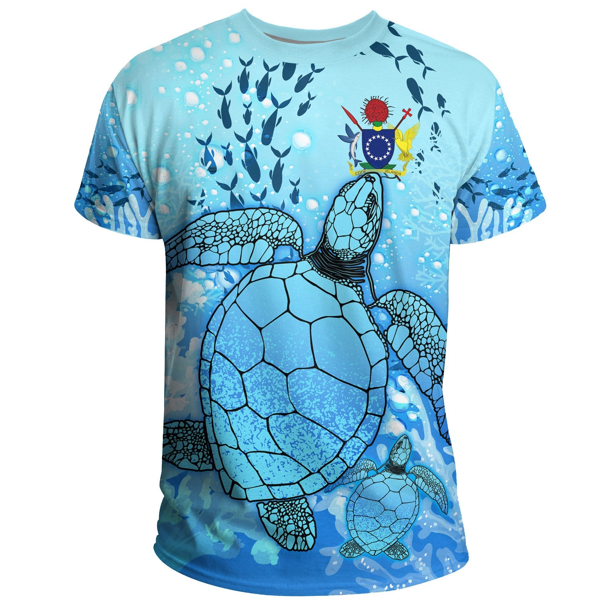 Cook Islands T Shirt Ocean Life (Womens/Mens) Unisex Blue - Polynesian Pride