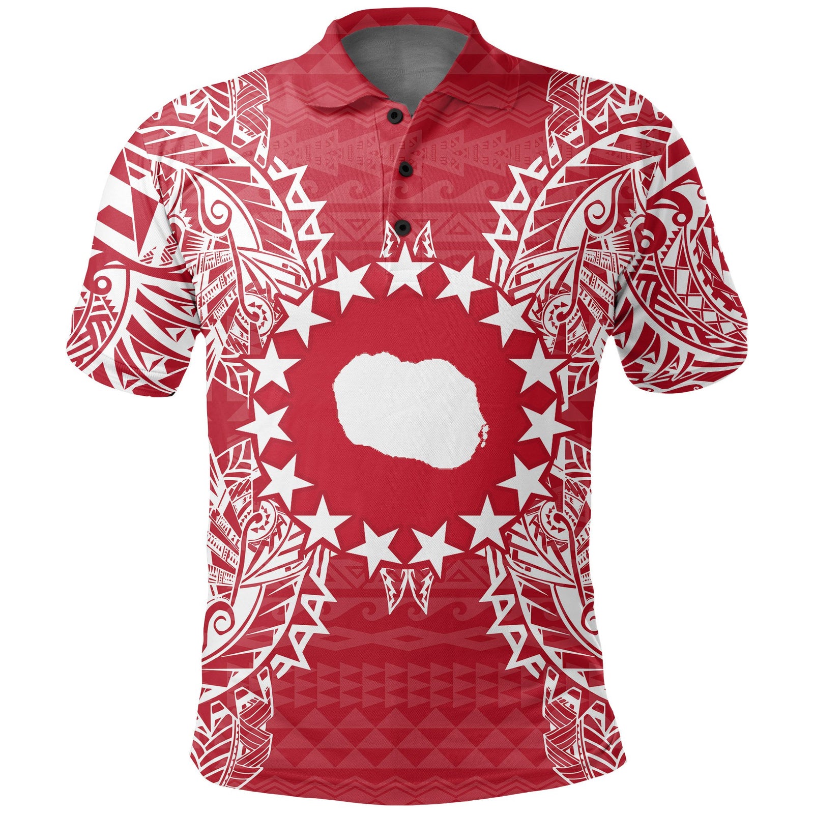Cook Islands Polo Shirt Kuki Airani Flag Map Polynesian Tattoo Red White Unisex Red - Polynesian Pride