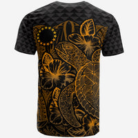 Cook Islands T Shirt Polynesian Flag Turtle Hibiscus Gold - Polynesian Pride