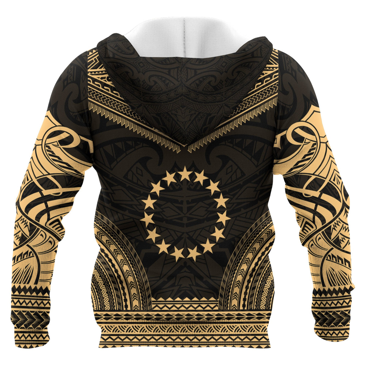 Cook Islands Polynesian Chief Custom Zip up Hoodie Gold Version - Polynesian Pride
