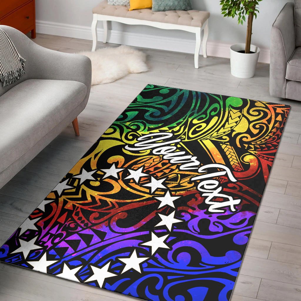 Cook Islands Custom Personalised Area Rug - Rainbow Polynesian Pattern Rainbow - Polynesian Pride