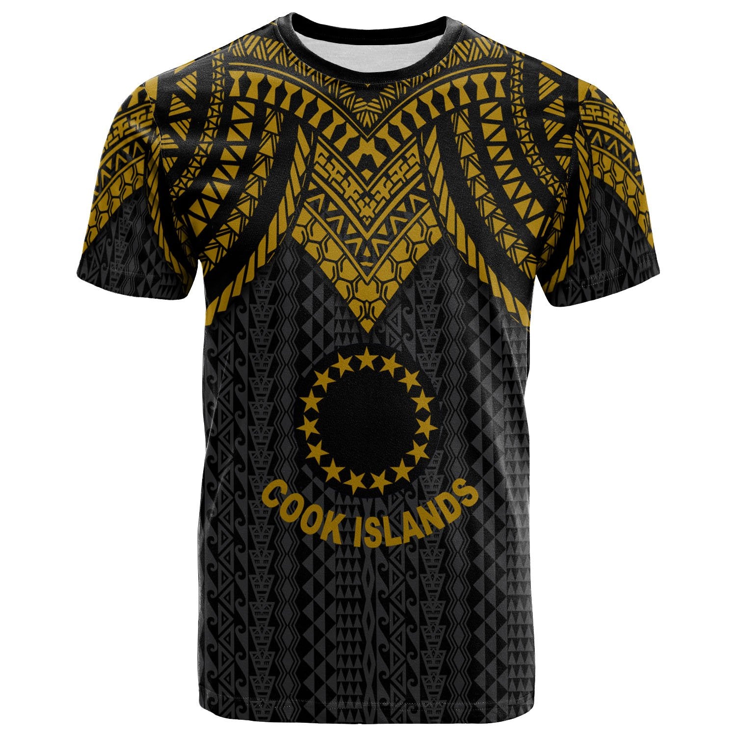Cook Islands T Shirt Polynesian Armor Style Gold Unisex Art - Polynesian Pride