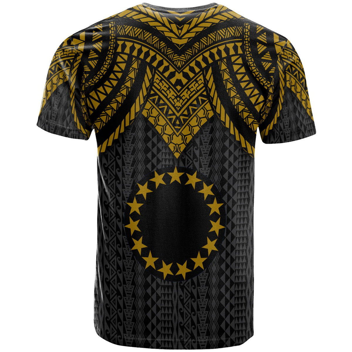 Cook Islands T Shirt Polynesian Armor Style Gold - Polynesian Pride