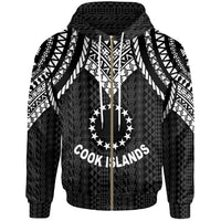 Cook islands Zip up Hoodie Polynesian Armor Style Black Unisex Black - Polynesian Pride